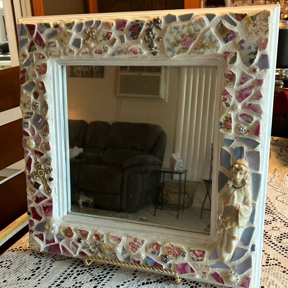 Mosaic Mirror handmade with religious icon